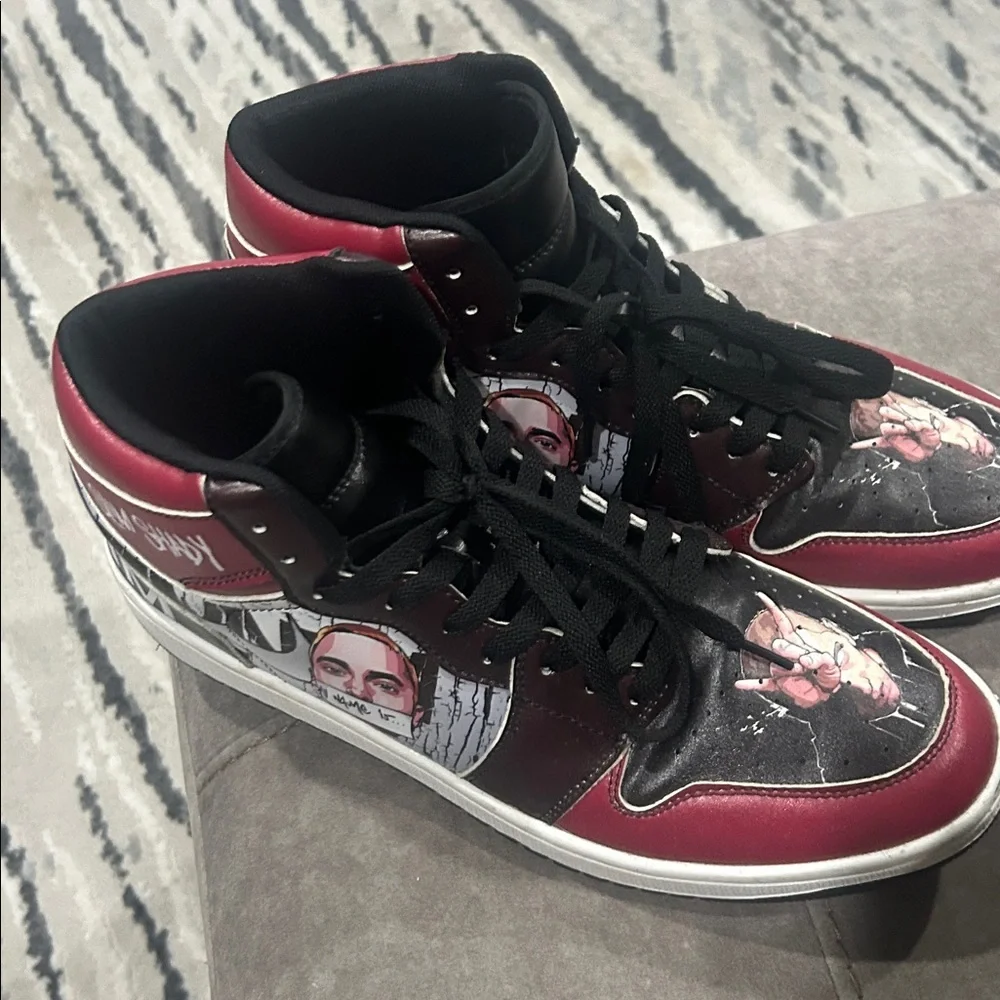 Slim Shady Red and Black Graphic Sneakers Sneakers - Eminem Slim Shady size 12